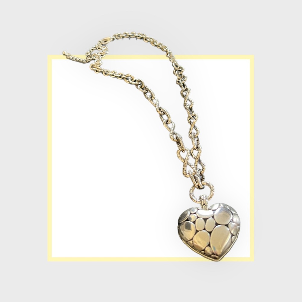 Katherine K Silver Heart Statement Necklace